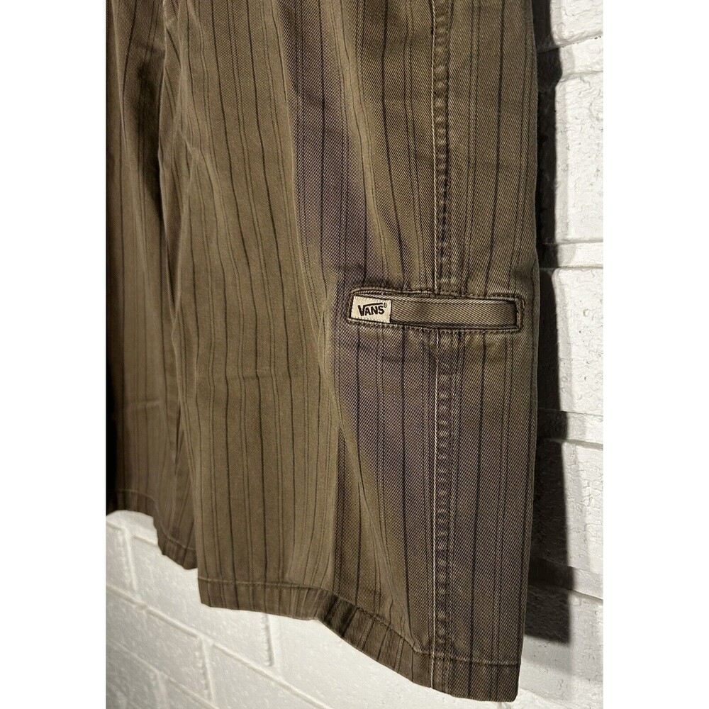 Vans Off The Wall Vintage Shorts Skull Buttons Mens 28 Brown Vertical Stripes - Picture 9 of 12